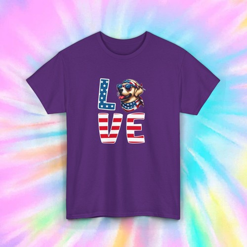 T-Shirt Love | Grafica cane patriottico bandiera americana | Maglietta 4 luglio | S-5XL - Foto 10 di 10