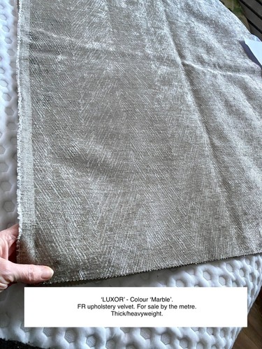 CHEVRON VELVET FABRIC FR. COLOUR ‘MARBLE’ CRAFT SOFA UPHOLSTERY BED RECOVER SEAT - Picture 2 of 10