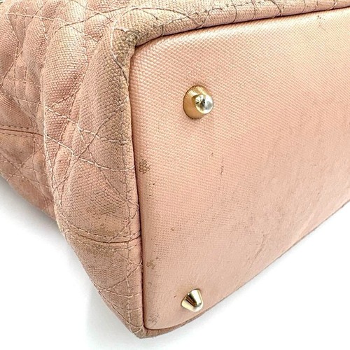 CHRISTIAN DIOR Panarea Cannage Shoulder Bag Coating Canvas Leather Pink 88YH016 - Picture 9 of 18