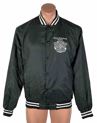 Vintage Raiders Soccer Team Men's M Black Satin Jacket Auburn USA