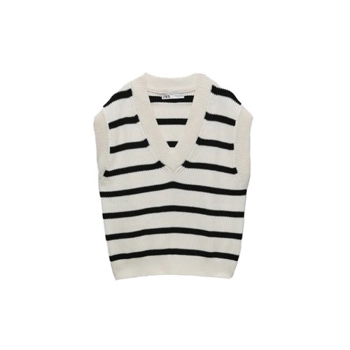 Zara OVERSIZED KNITWEAR VEST Striped | eBay