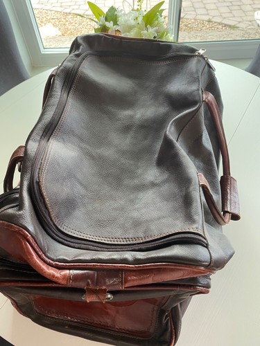 Large Hand Tooled American West Leather Travel Tote/Duffle Bag 20 x 13 x 14 - Picture 8 of 16