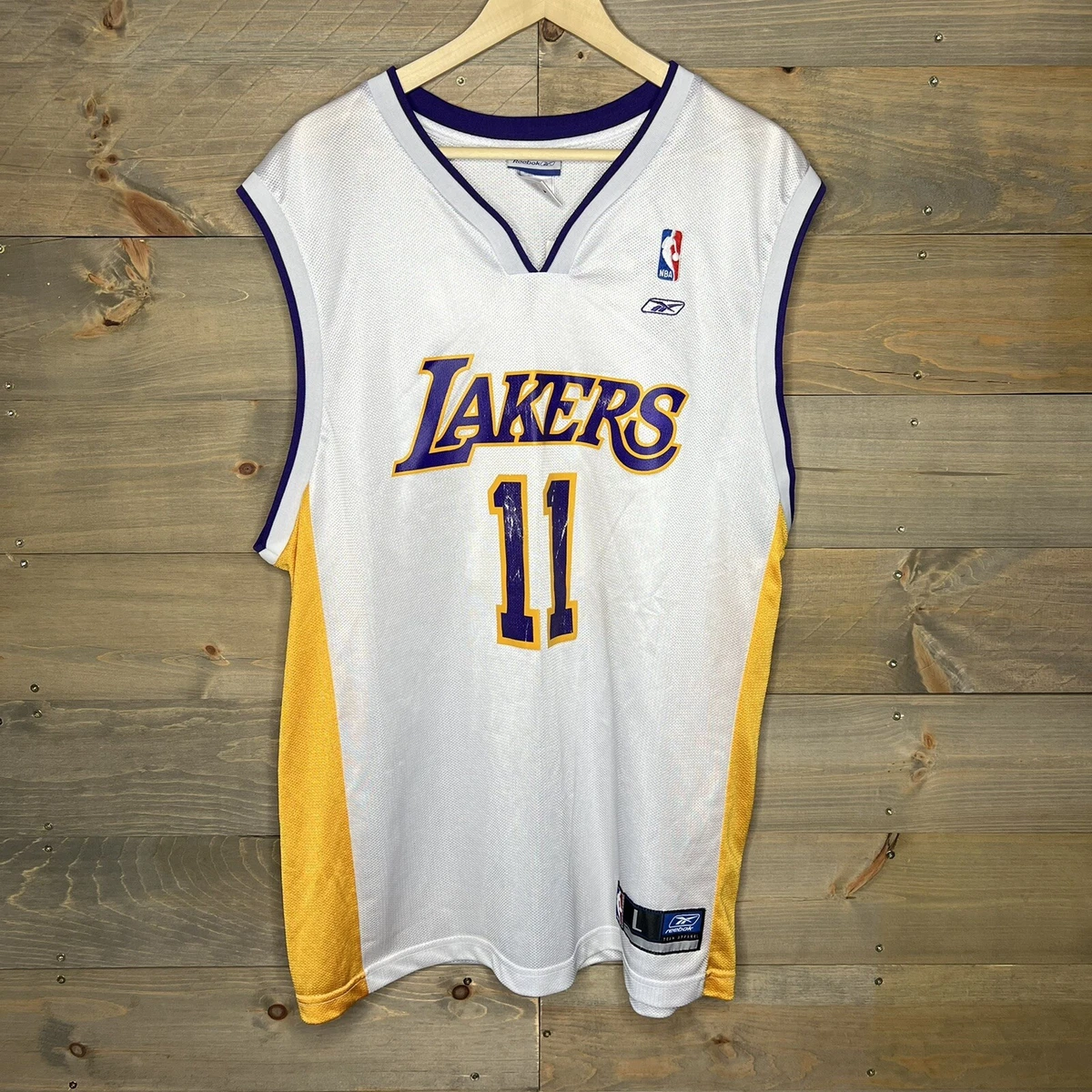 Reebok Karl Malone Los Angeles Lakers NBA Jersey White Men's