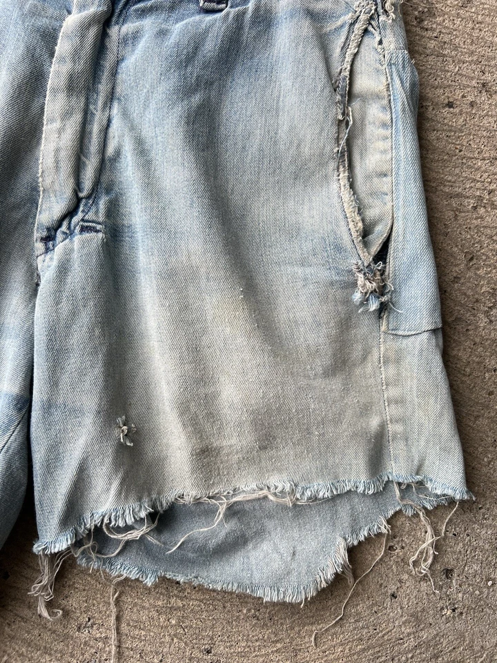 Pantalones Cortos Vaqueros De Colección Años 50 60 Desgastados Usados Trashed Surf Skate Mod Grunge Foto 2 de 4