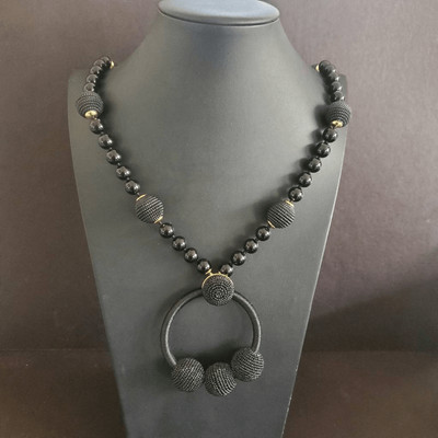 Kate Spade Statement Necklace The Bead Goes On with Large Black Bead Centerpiece