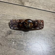 Vintage Brown Tortoise Color Oval Plastic Hair Clip Barrette Made In France