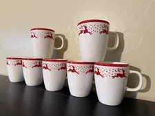 7 Zak Designs Inc Red Reindeer Mug Coffee Cup Christmas Holiday Polka Dots