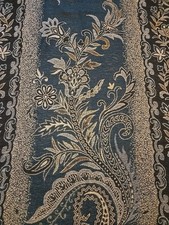 Pashmina Silk Blend Scarf Wrap Floral Paisley Shawl Fringed Blue Green 67 x 27"
