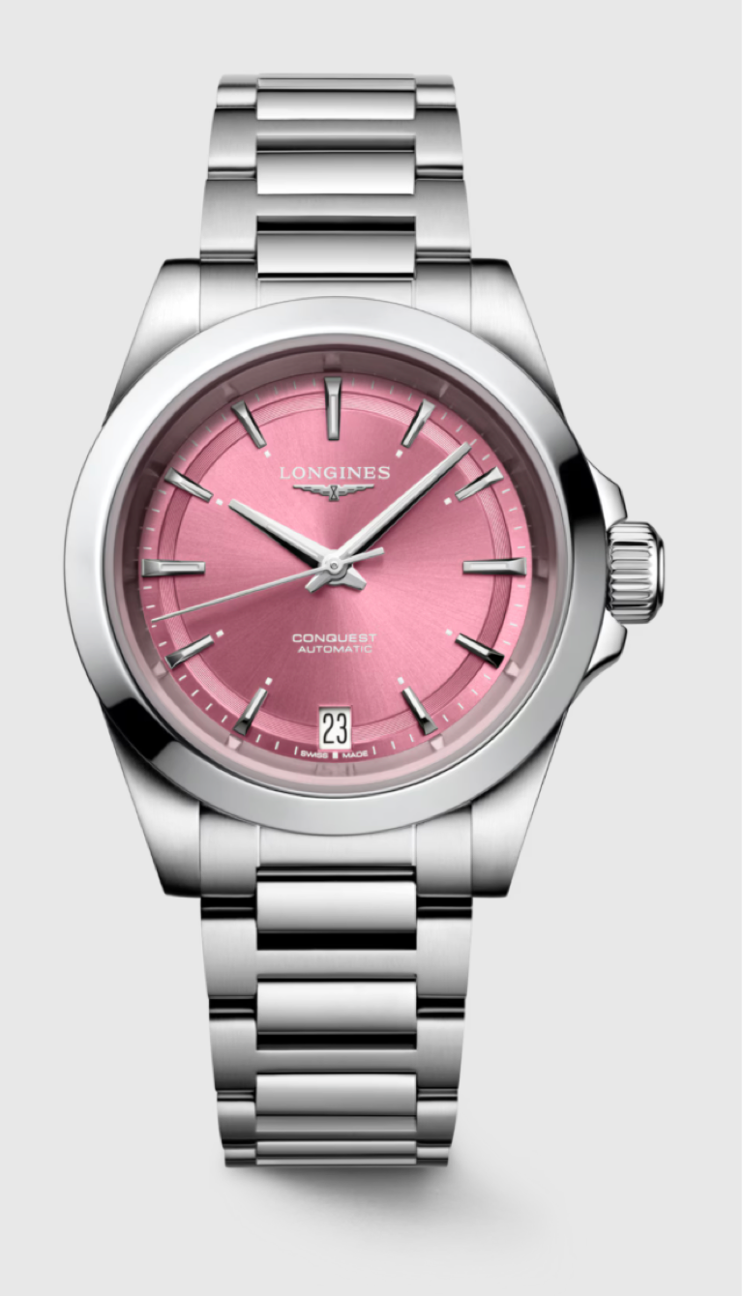 Longines Conquest 34 MM Stainless Sunray Pink Dial Automatic Watch L34304996