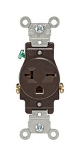 Leviton 05821-00S 20A 250V 2-Pole 3-Wire Brown Nylon Outlet 4.06 Hx1.38 W in.