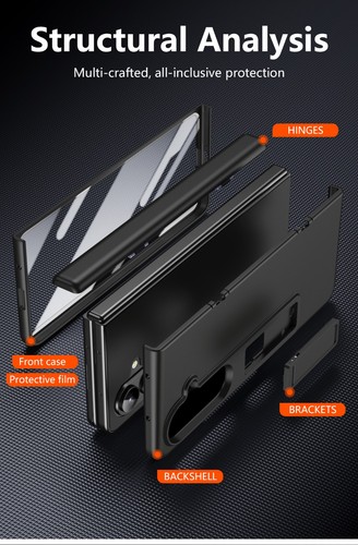 Phone Case For Samsung Galaxy Z Fold 7 6 5 4 3 PC+Tempered Glass Kickstand Cover - 第 9/46 張圖片