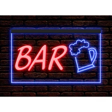 Beer Liquor Bar Man Cave Home Decor Dual Color Two Tone illuminated Neon Sign