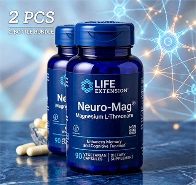 2PCS Neuro-Mag Magnesium L-Threonate from 2000 mg Magtein - Life Extension 90cap