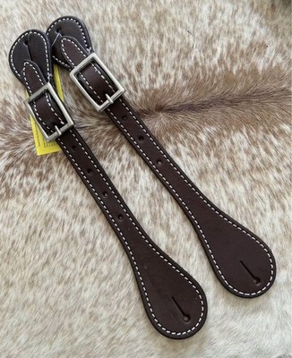 Adult Size Pair Dark Brown Top Grain Leather Western Basic Spur Straps