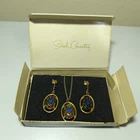 Vintage Sarah Coventry Set Floral Necklace / Earrings Costume Jewelry BOHO