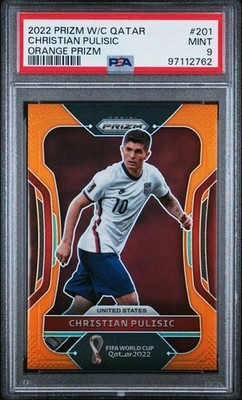 Christian Pulisic 2022 Panini Prizm #201 World Cup USA Orange /25 Highest! PSA 9