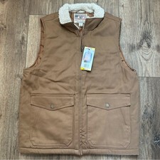 NWT Weatherproof Men's Brown Sherpa-Lined Vest, WP Workwear, Tan, Pockets, M
