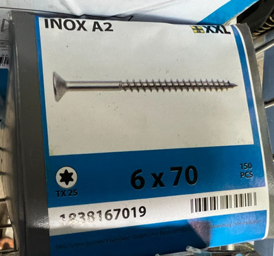 150 Stück Holzschrauben  6,0x70mm Edelstahl Rostfrei Inox senkkopf / H2GarPal
