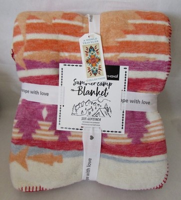 Pad Concept Summer Camp Oversized Throw Blanket 60'' X 78'' Reversible Raspberry