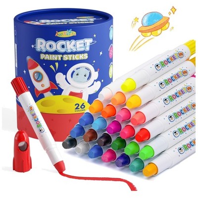 Wachsmalstifte Kinder 26 Farben Waschbar Schnelltrocknend Raketen Design