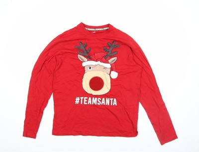 Primark Herren rot #TeamSanta Langarm Weihnachten Top Gr. M