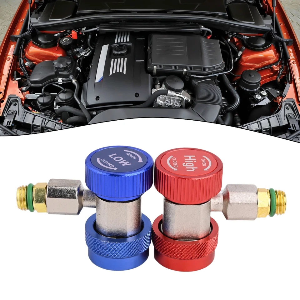 2pcs R134A Quick Connector Adapter Coupler Auto AC Manifold Gauge Low High HVAC - Image 4 of 4