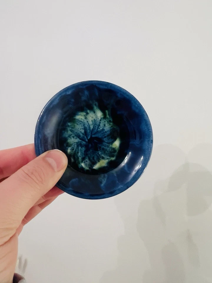 Vintage Portmadoc Pottery Wales Studio Pin Dish Blue Green Glaze 1960s - Image 2 of 3