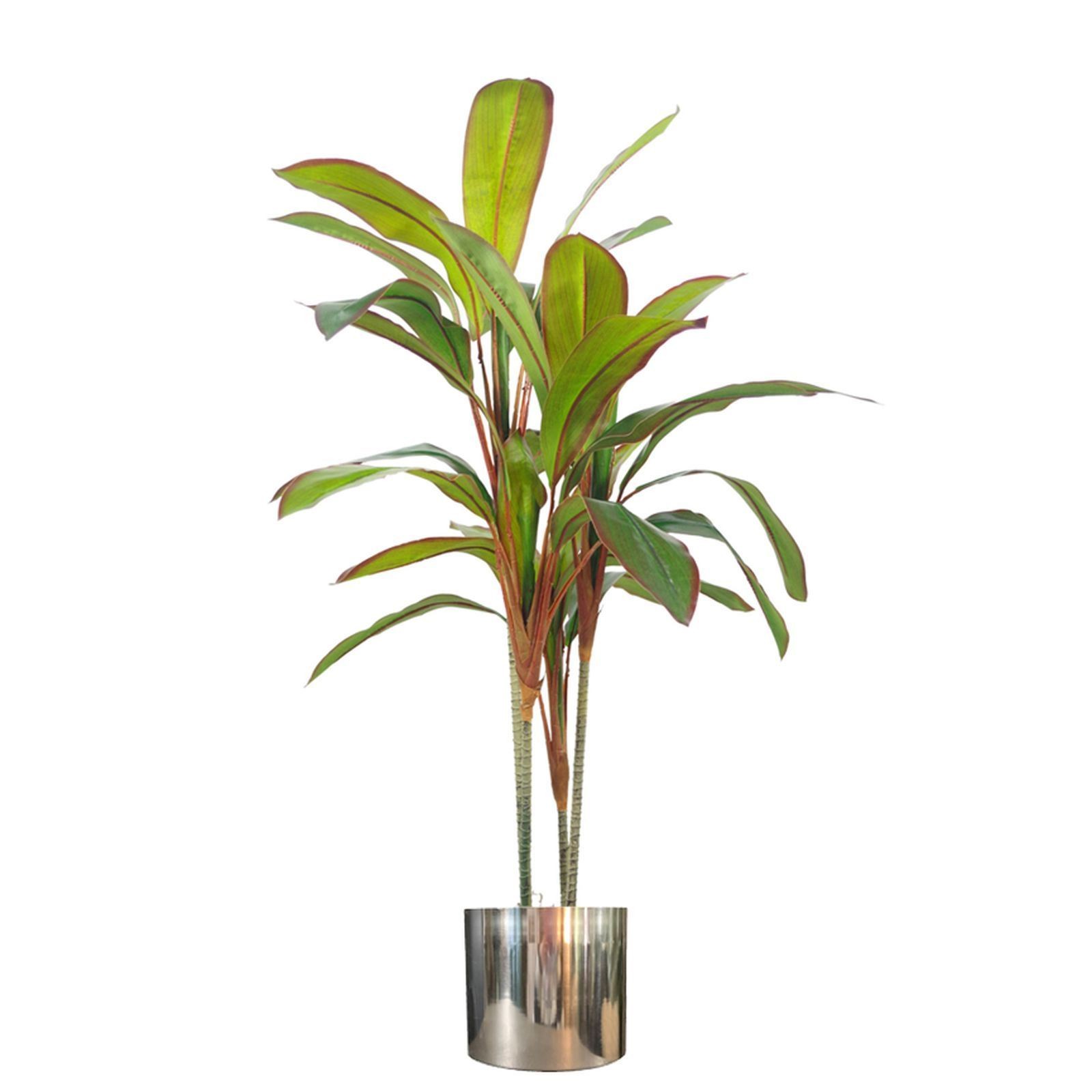 100cm Artificial Dracaena Plant Silver Metal Planter Realistic Indoor Decor - Image 2