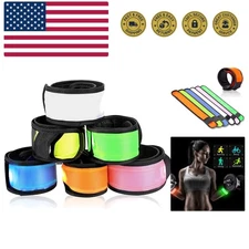 Pack of 6 LED Light Up Band Slap Bracelets Night Safety Wrist Band for Cyclin...