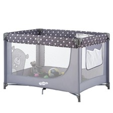 Pamo Babe Portable Enclosed Baby Playpen Crib with Mattress and Carry Bag, Gray