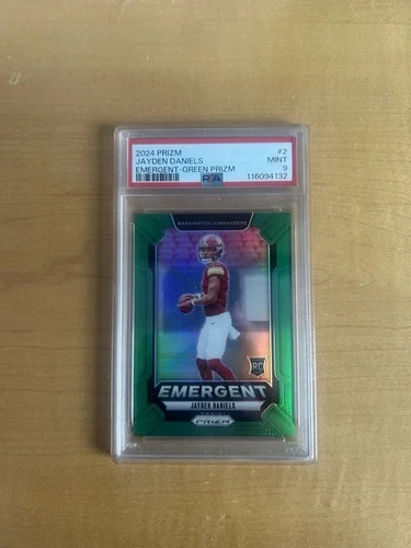 2024 Panini Prizm Emergent Green Prizm Rookie Jayden Daniels #2 PSA 9 Commanders