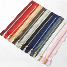 Metal Zippers 10pcs #3 Close-end Non-Separating Golden 10Colors 
