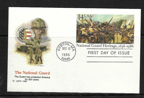 US SC # UX114 The National Guard FDC . Fleetwood Cachet