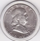 1963   Franklin  Half  Dollar   (90% Silver)  Coin,  50  Cents.