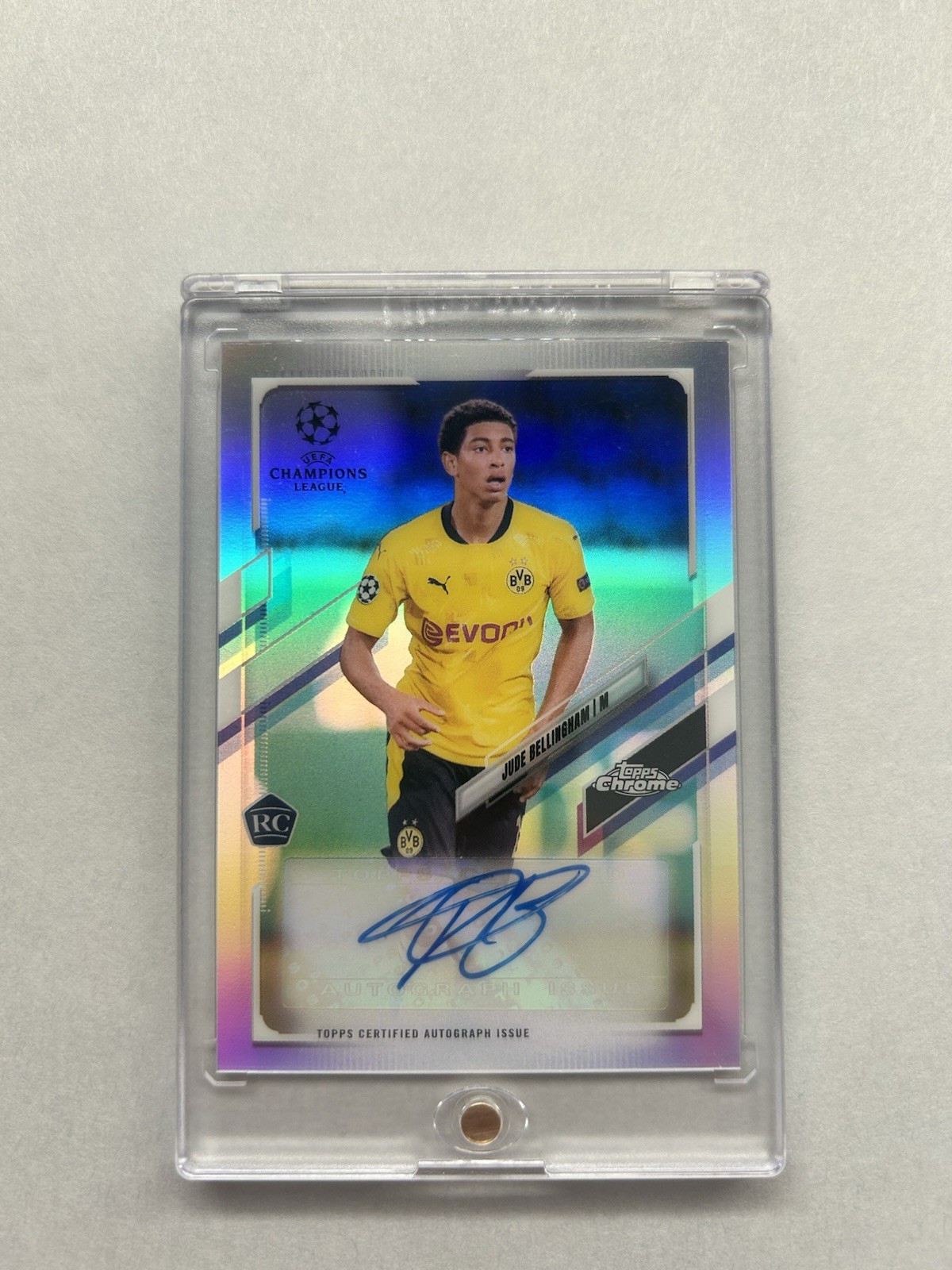 2020 Topps Chrome UEFA Silver Refractor Jude Bellingham ROOKIE RC Auto #CA-JBL view 1