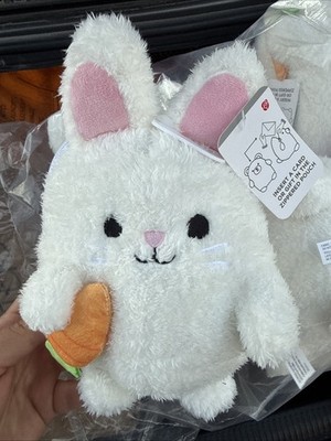 American Greetings 8'' White Plush Easter Bunny with Zipper Pouch for Cards Gifts