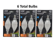 60W Equivalent CA10 Candelabra Dimmable Filament CEC Frosted Glass LED Bulb 6-PK