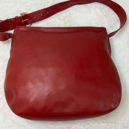 Coach 4161 Schultertasche Umhängetasche Leder rot Logo Anhänger Vintage aus Japan - Bild 3 von 24