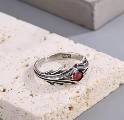 Ring Silber 925 Chrom Gothic mit verstellbarem Zirkonia