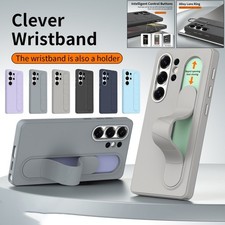 Fr Samsung S26 S25 FE S24 S23 Ultra Silicone Standing Grip Wristband Holder Case
