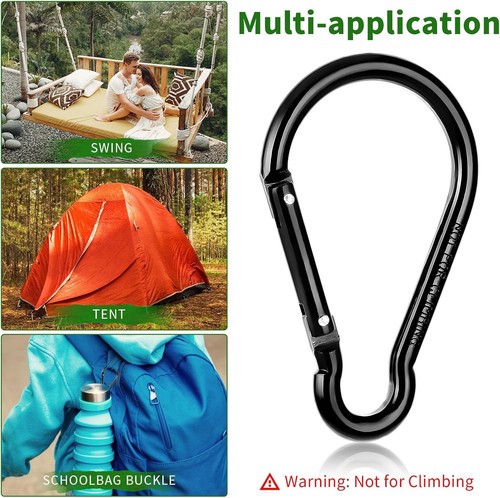 Ouligay 4pcs Large Carabiner Clip 4 inch D Ring Heavy Duty Black - Picture 3 of 7
