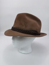 Stetson Fedora Vintage Hat The Sovereign Charger Fawn Braided 7-1/8 Long Oval