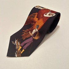 Vintage Polo Ralph Lauren Silk Handmade Tie Necktie Skiing Sportsman Graphic