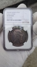 Beautiful 1 Peso Maximiliano Emperor of Mexico 1866 NGC AU Details Rare Coin