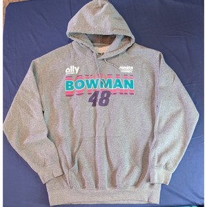 NASCAR Alex Bowman 48 Hendrick Motorsports Ally Gray Hoodie Mens Medium