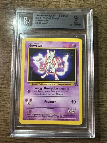 1999-03 Wizards Of The Coast Black Stars Promo #3 Mewtwo BGS 9