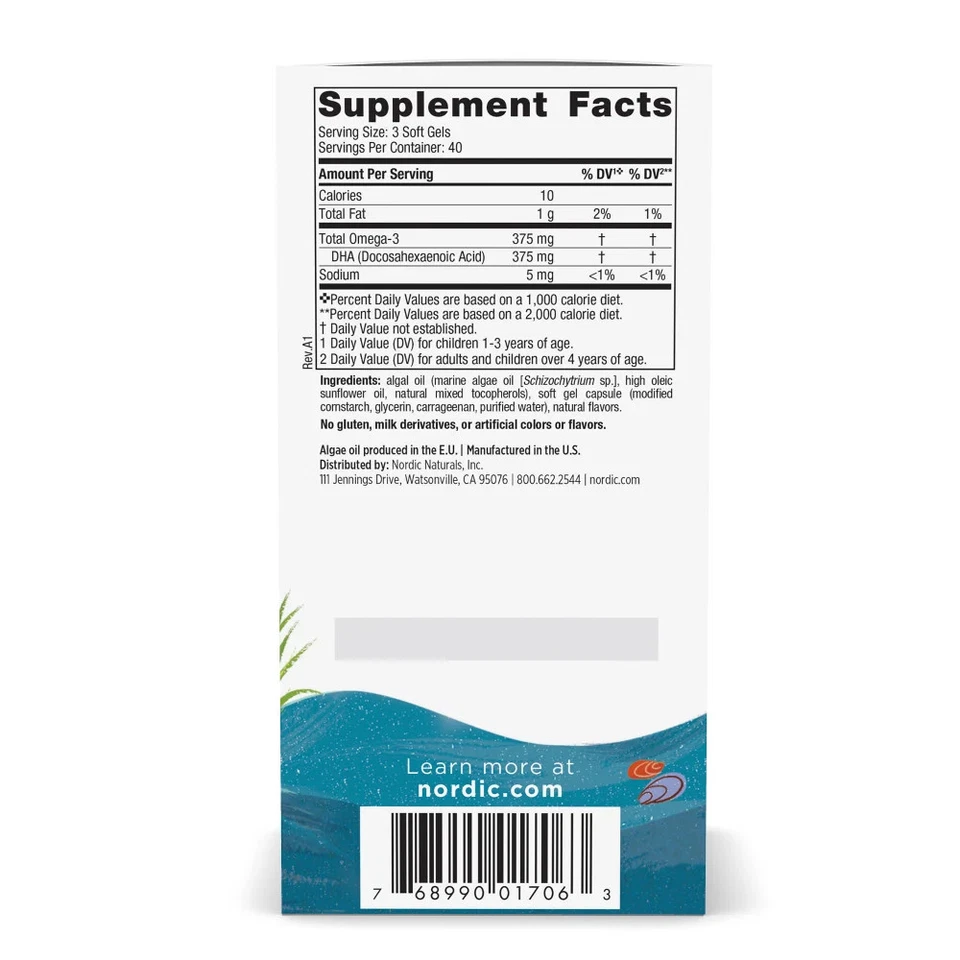 Géis gelatinosos vegetarianos infantis Nordic Naturals DHA - 120 unidades - Imagem 2 de 4