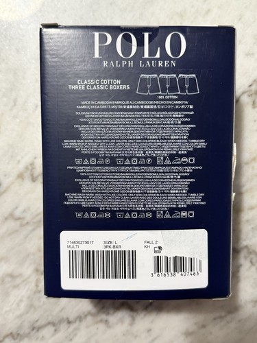 Polo Ralph Lauren Cotton Boxer Shorts Size Large 3-Pack 3 Pezzi Pantaloncini - Foto 3 di 10