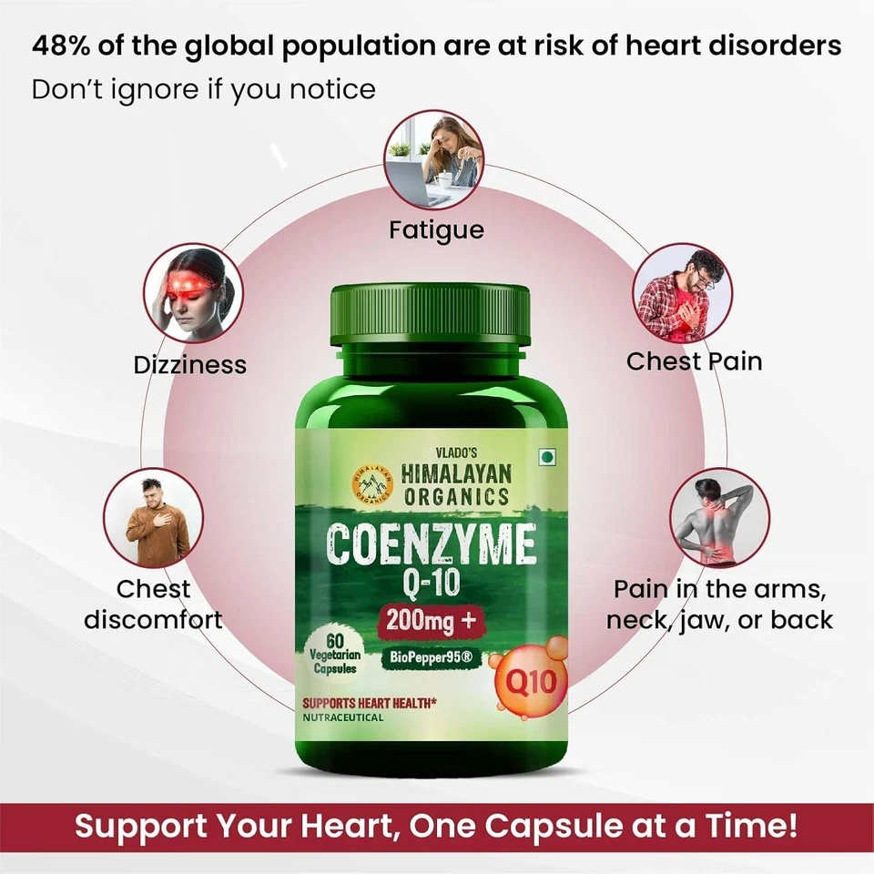 CoQ10-200 毫克含 BioPepper - 5 毫克,COENZYME Q-10 补充剂 60 粒素食胶囊 — 第 2/4 张图片