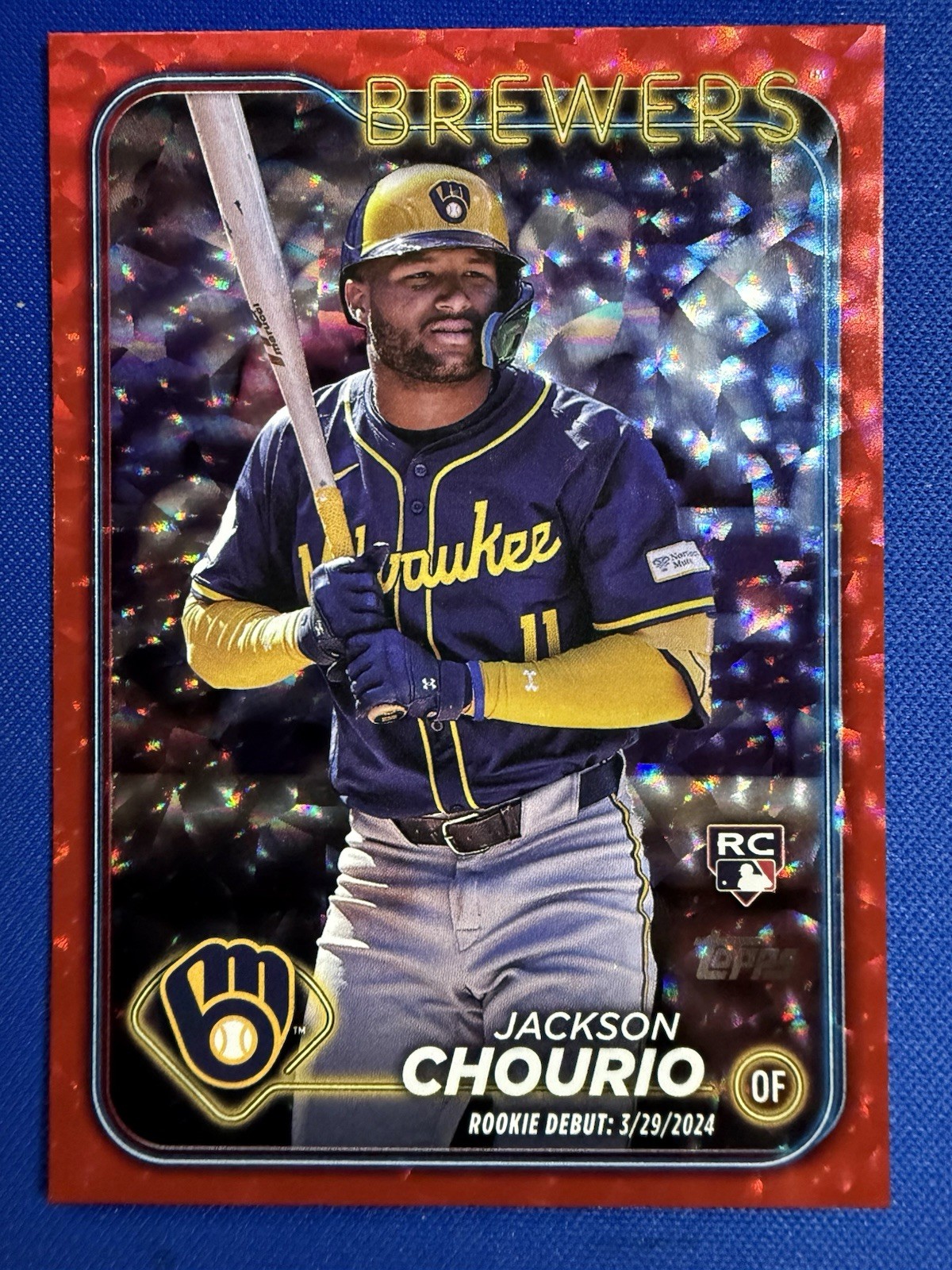 2024 Topps Update - Rookie Debut Jackson Chourio #US155 Red Crackle 154/199